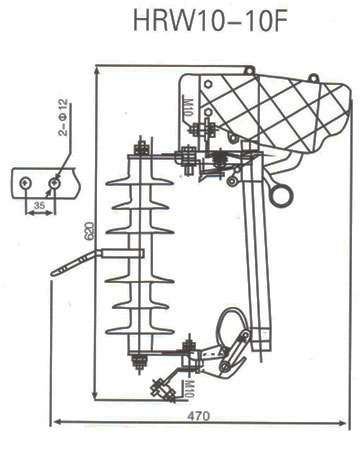 HRW10-10F型跌落式熔断器结构尺寸图