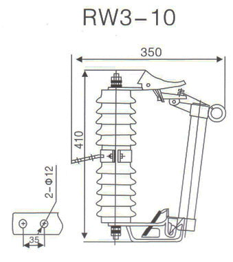 RW3-10型跌落式熔断器外形尺寸图
