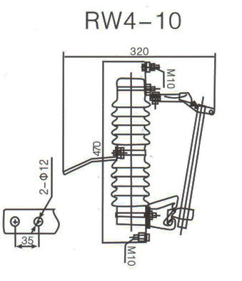 RW4-10跌落式熔断器外形尺寸图