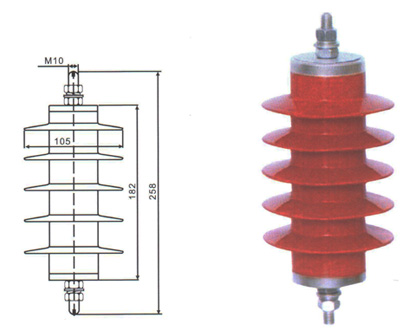 HY5WZ-17/45电站型氧化锌避雷器及其结构尺寸图