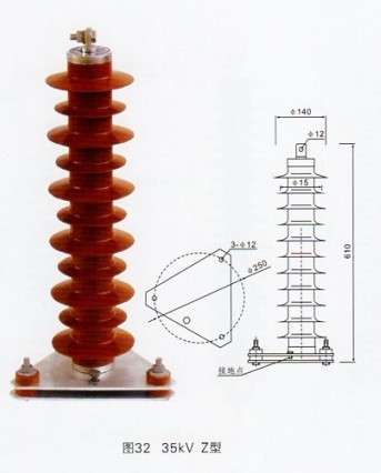 HY5WZ-51/134电站型氧化锌避雷器及其结构尺寸图